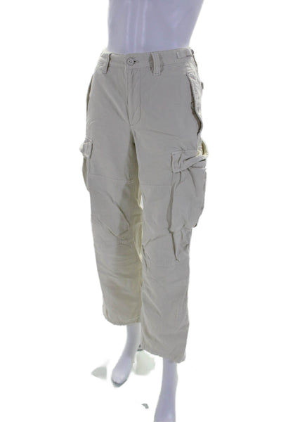 TNA Womens Cotton Lined Zip Textured Straight Cargo Pants Cream Size 00