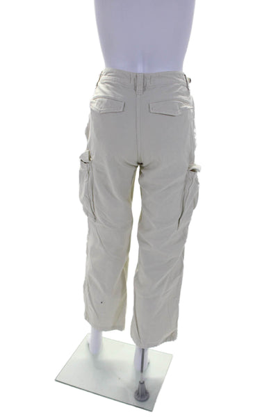 TNA Womens Cotton Lined Zip Textured Straight Cargo Pants Cream Size 00