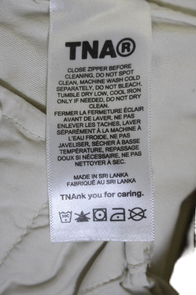 TNA Womens Cotton Lined Zip Textured Straight Cargo Pants Cream Size 00