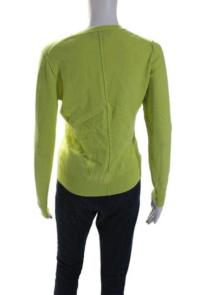 Todd & Duncan Womens Cashmere Button Down Sweater Cardigan Neon Green Size S