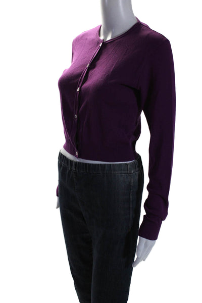 Agnes B Womens Cotton Tight Knit Long Sleeve Sweater Cardigan Plum Purple Size S