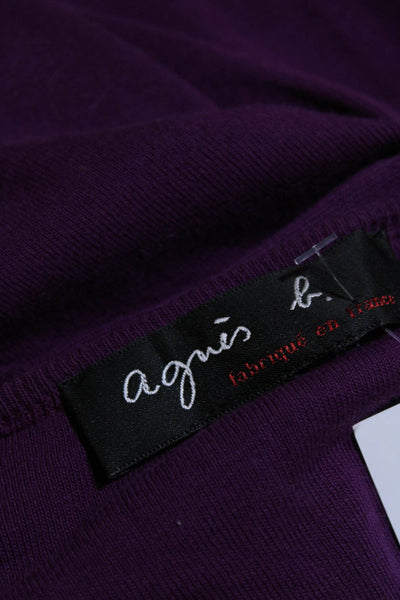 Agnes B Womens Cotton Tight Knit Long Sleeve Sweater Cardigan Plum Purple Size S