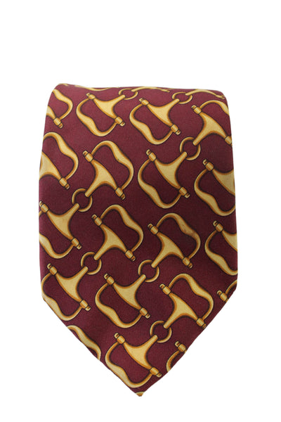 Gucci Womens Silk Abstract Print Classic Neck Tie Red Gold Size OS