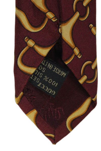 Gucci Womens Silk Abstract Print Classic Neck Tie Red Gold Size OS