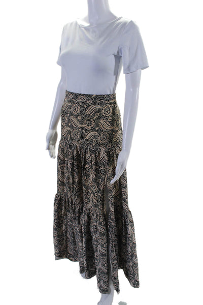 Veronica Beard Womens Floral Print A Line Maxi Skirt Black Pink Size Medium