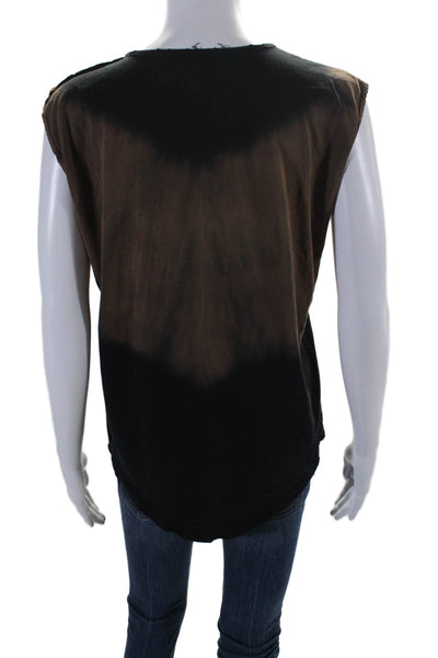 Balmain Womens Tie Dye Print Button Shoulder Tank Top Black Brown Size EUR 38