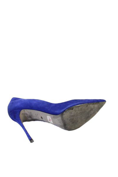 Sergio Rossi Womens Suede Pointed Toe Slide On Stiletto Pumps Blue Size 40 10