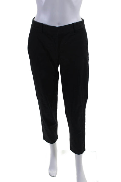 Theory Womens Cotton Hook & Eye Zipped Tapered Casual Pants Black Size 0