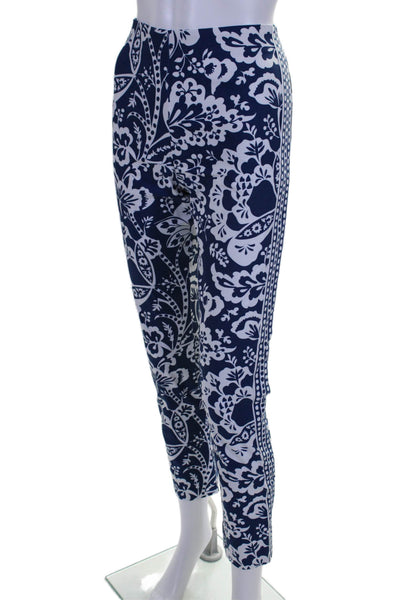 Gretchen Scott Women's Elastic Waist Flat Front Straight Leg Floral Pants Size S