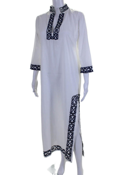 Gretchen Scott Women's 3/4 Sleeves Slit Hem Embroidered Maxi Dress White Size S