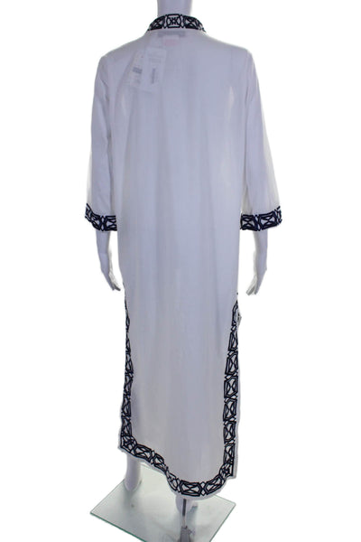 Gretchen Scott Women's 3/4 Sleeves Slit Hem Embroidered Maxi Dress White Size S