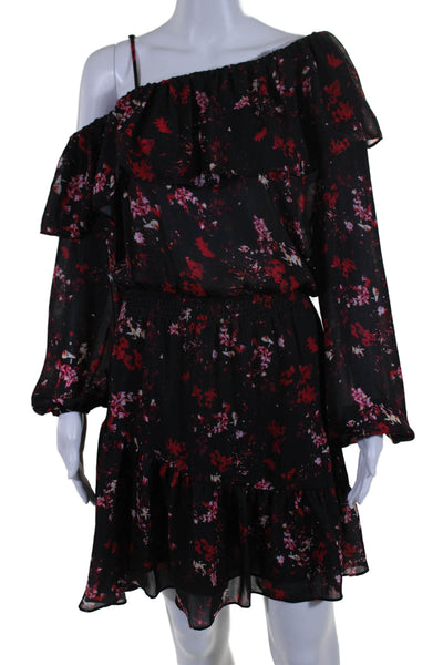 Parker Women's Cold Shoulder Smocked Long Sleeves Floral Mini Dress Size M