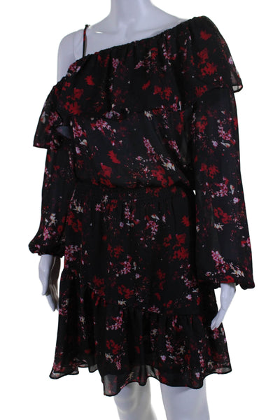 Parker Women's Cold Shoulder Smocked Long Sleeves Floral Mini Dress Size M