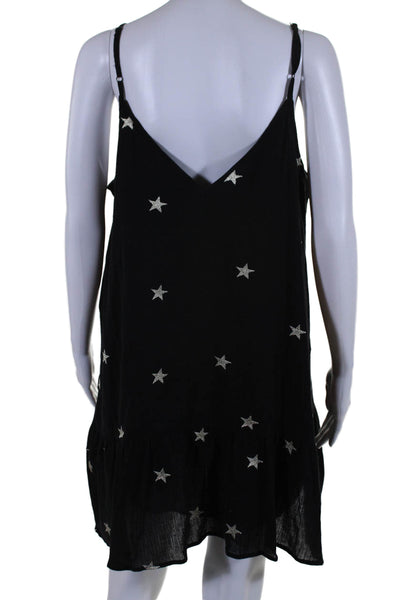 Generation Love Womens Stars Print V Neck Sun Dress Black Gold Size Medium