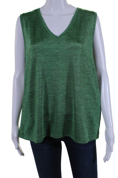 Drew Womens Sleeveless Pullover V Neck Tank Top Blouse Green Black Size Large