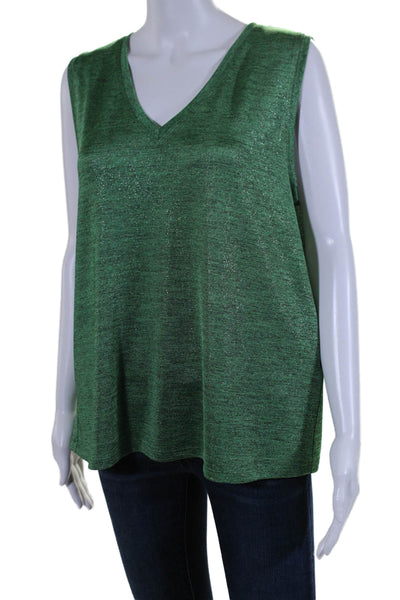 Drew Womens Sleeveless Pullover V Neck Tank Top Blouse Green Black Size Large