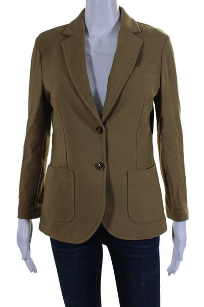 Circolo Womens Cotton Unlined Single Breasted Blazer Jacket Beige Size 44