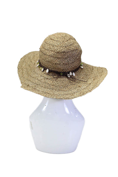 Hat Attack Womens Raffia Beaded Band Texture Slip-On Wide Brim Hat Brown Size OS