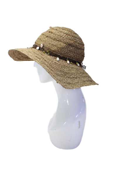 Hat Attack Womens Raffia Beaded Band Texture Slip-On Wide Brim Hat Brown Size OS