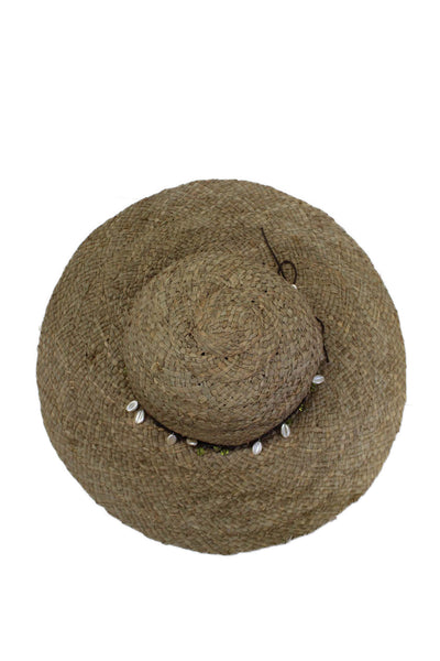 Hat Attack Womens Raffia Beaded Band Texture Slip-On Wide Brim Hat Brown Size OS