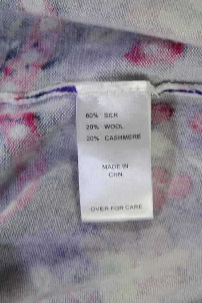 Kenzo Womens Silk Floral Print Sequin V-Neck Long Sleeve Top Multicolor Size 38