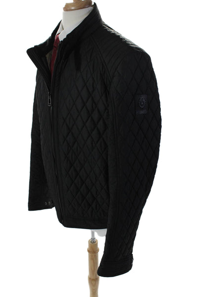 Belstaff Mens Long Sleeve Full Zip Lined Quilted Biker Jacket Black Size 56