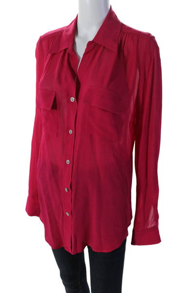 Fifteen Twenty Womens Long Sleeve Collared Button Down Shirt Pink Size S