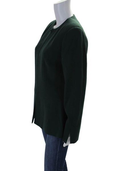 Carlisle Womens Wool Dark Green Full Zip Crew Neck Long Sleeve Jacket Size 6