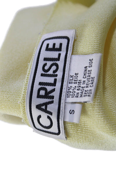 Carlisle Womens Silk Yellow Beaded Detail 3/4 Sleeve Cardigan Tank Top Set SizeS