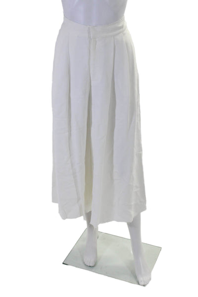 Sea Womens Zip Front Wide Leg Pleated Dress Pants White Size 2 US