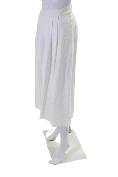 Sea Womens Zip Front Wide Leg Pleated Dress Pants White Size 2 US