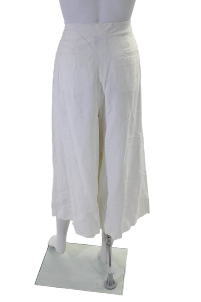 Sea Womens Zip Front Wide Leg Pleated Dress Pants White Size 2 US