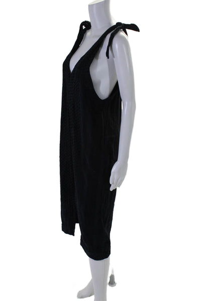 Cecilie Womens Pullover Sleeveless Long Knit Dress Black Blue Size Large