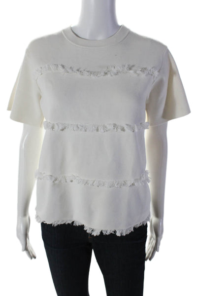 Kate Spade New York Womens Crew Neck Short Sleeve Top White Size XS