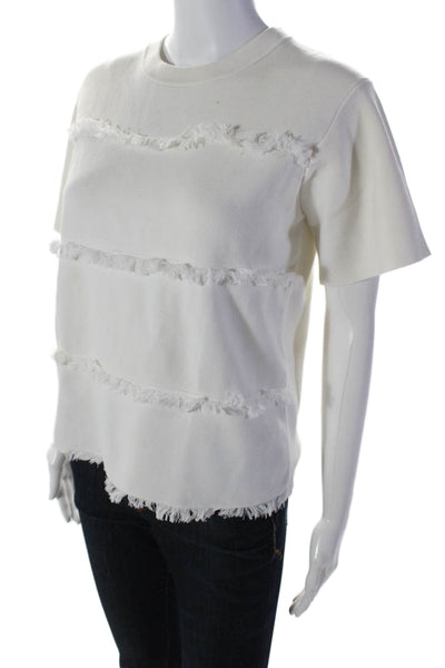 Kate Spade New York Womens Crew Neck Short Sleeve Top White Size XS