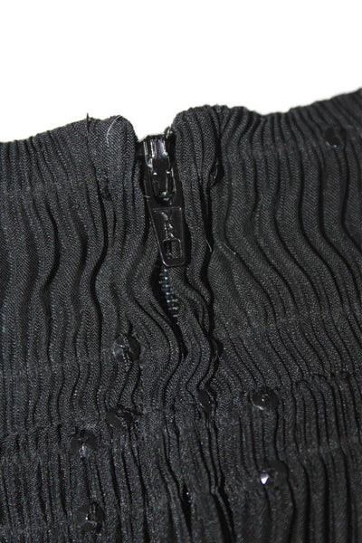 Carmen Marc Valvo Womens Black Textured Sequins High Neck Blouse Top Size 4