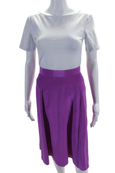 J Crew Womens Silk Georgette Lined Back Zip Midi Full Skirt Light Purple Size 4