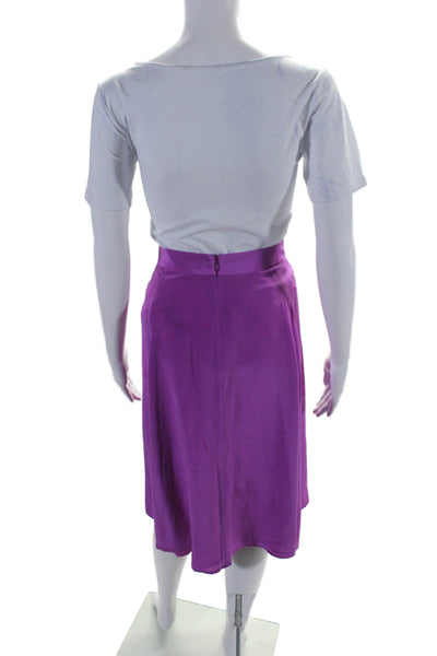 J Crew Womens Silk Georgette Lined Back Zip Midi Full Skirt Light Purple Size 4