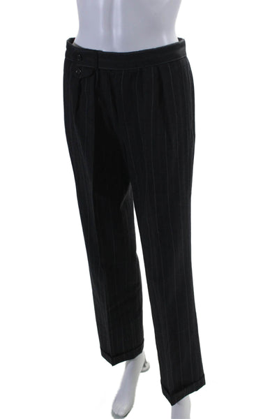 Ralph Lauren Women's Button Closure Pleated Straight Leg Pants Striped Size 6