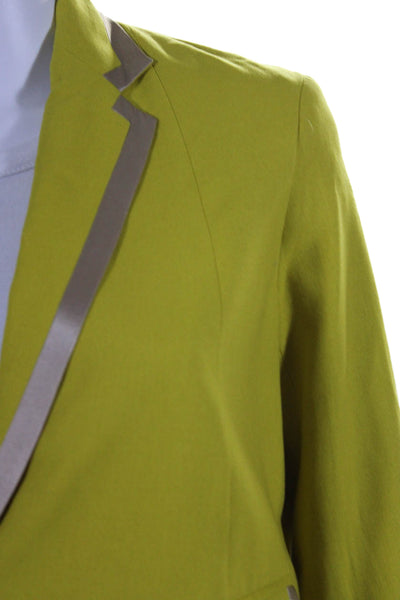 Robert Rodriguez Womens Silk Contrast Trim Blazer Yellow Size 2
