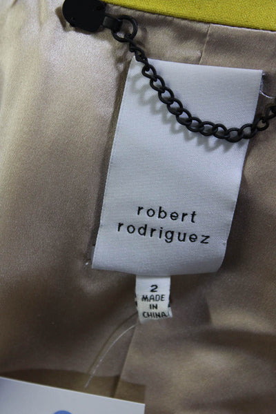 Robert Rodriguez Womens Silk Contrast Trim Blazer Yellow Size 2