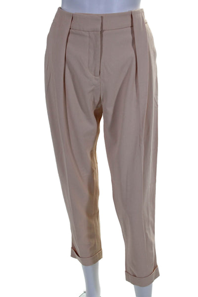 Chaiken  Womens High Rise Pleated Straight Leg Cuffed Trousers Pink Size 4