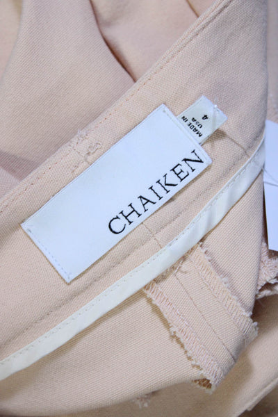 Chaiken  Womens High Rise Pleated Straight Leg Cuffed Trousers Pink Size 4