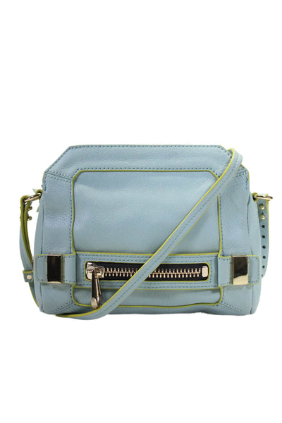 Botkier Womens Leather Gold Tone Hardware Zip Closure Crossbody Bag Blue Size S