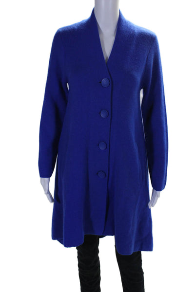 Lindi Womens Knit Buttons V-neck Long Cardigan Sweater Royal Blue Size XS