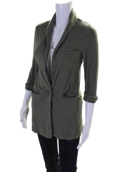 Joie Womens Long Sleeve Button Collar Open Front Long Cardigan Green Size S