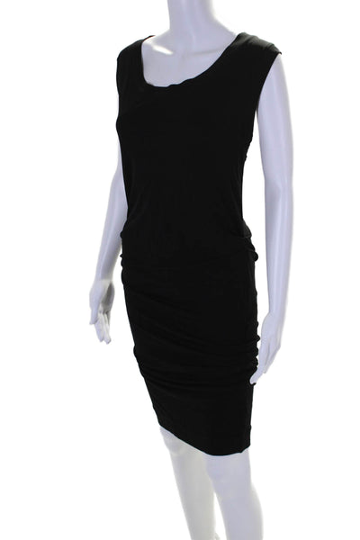 Rachel Rachel Roy Womens Slim Fit Ruched Sleeveless High Neck Dress Black Size X