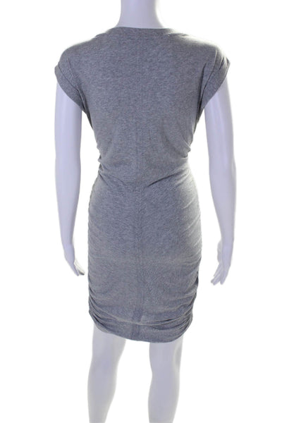 Splendid Womens Cotton Ribbed Fitted Ruched Midi Sweater Dress Gray Size S