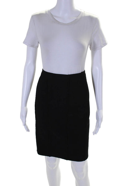 Charles Nolan Womens Wool Lined Side Zip Mini Side Slit Straight Skirt Black Siz