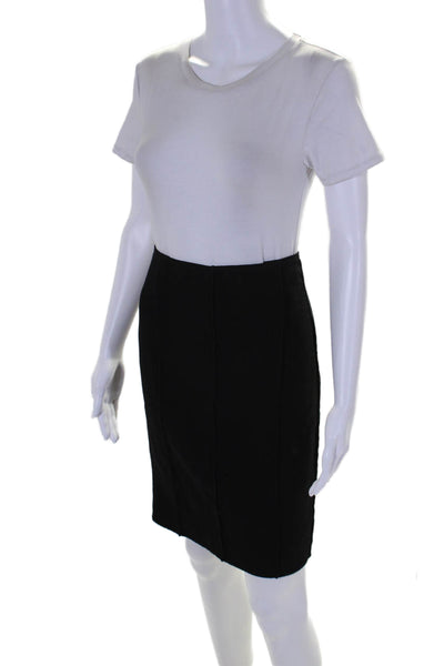 Charles Nolan Womens Wool Lined Side Zip Mini Side Slit Straight Skirt Black Siz